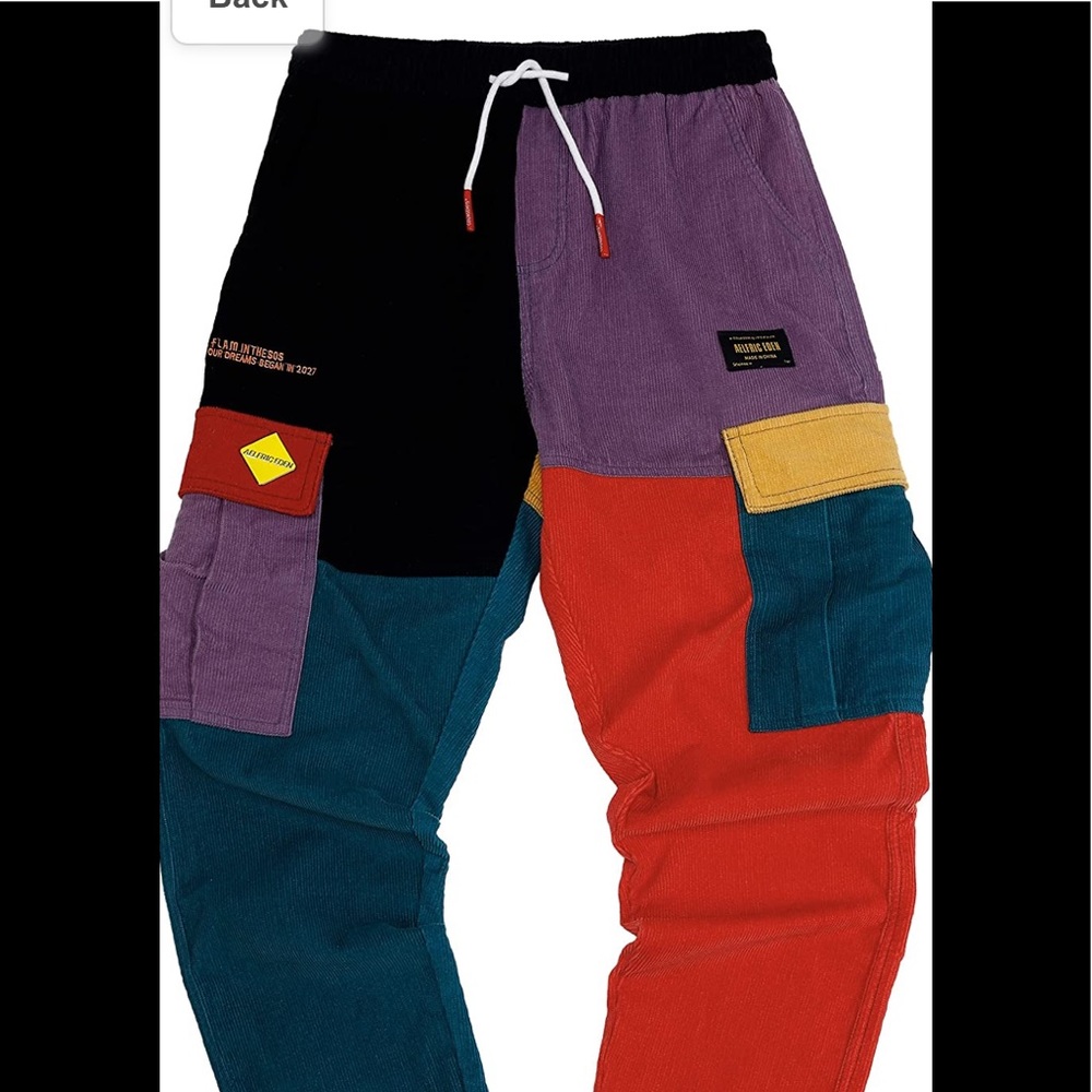 Cargo Pants/Joggers Patchwork Multi-Pockets Streetwear w/ Drawstring